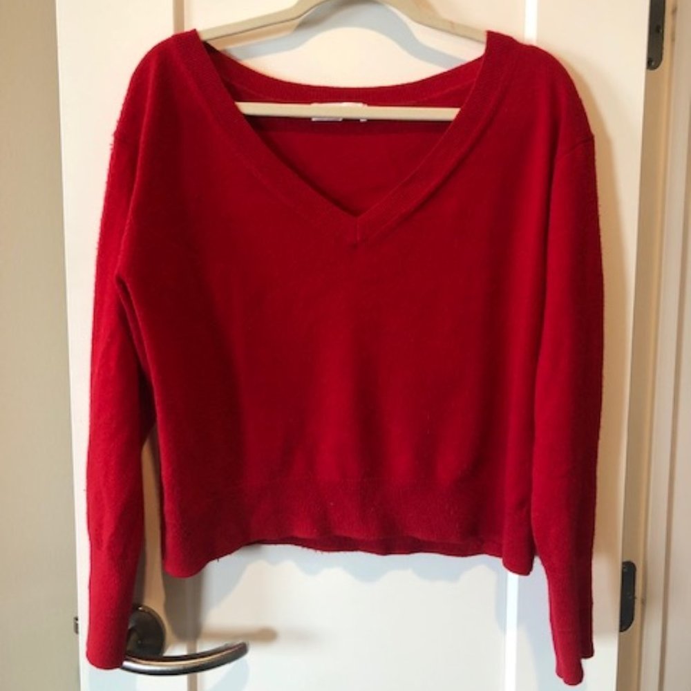 Everlane V-Neck Cashmere Sweater, Red